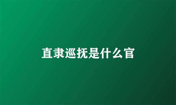 直隶巡抚是什么官
