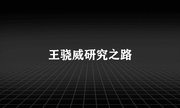 王骁威研究之路