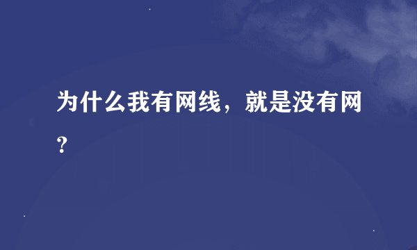 为什么我有网线，就是没有网？