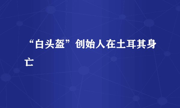 “白头盔”创始人在土耳其身亡