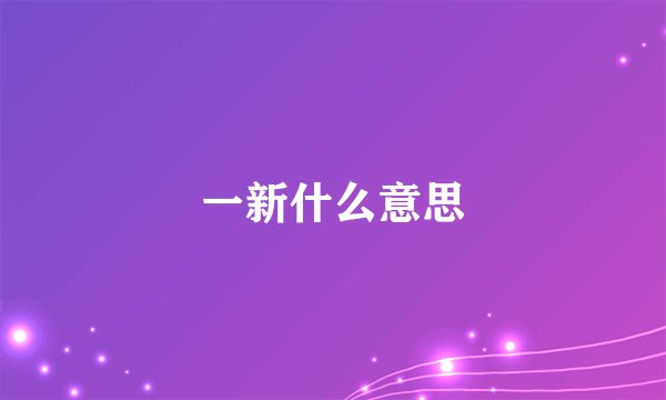 一新什么意思