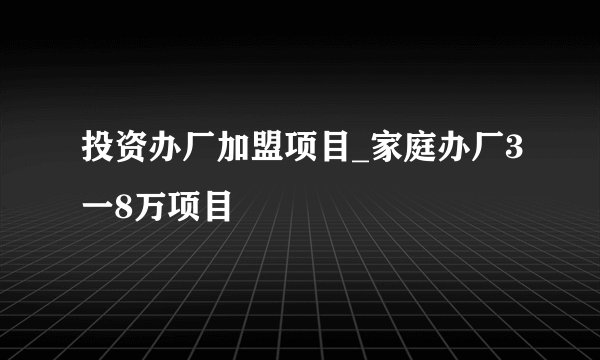 投资办厂加盟项目_家庭办厂3一8万项目