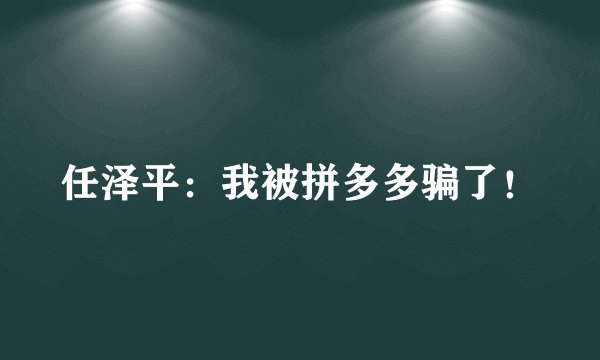 任泽平：我被拼多多骗了！