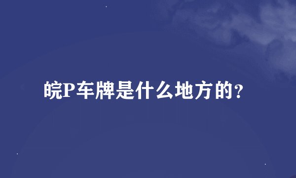 皖P车牌是什么地方的？