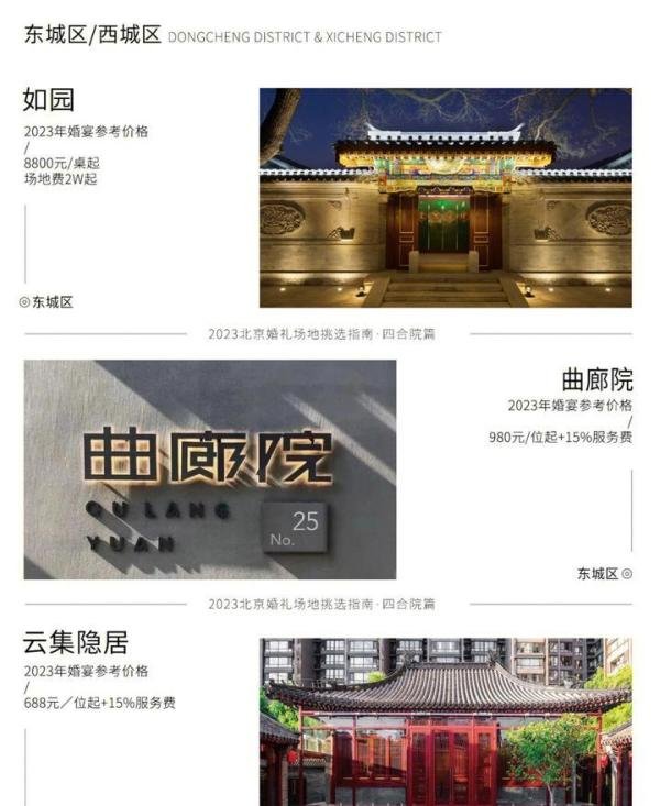 北京户外草坪及四合院婚礼场地明细|附价格