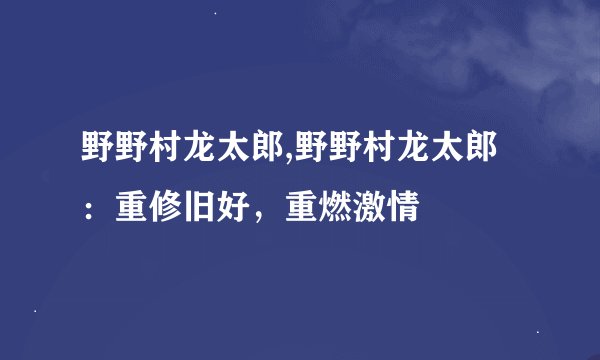 野野村龙太郎,野野村龙太郎：重修旧好，重燃激情