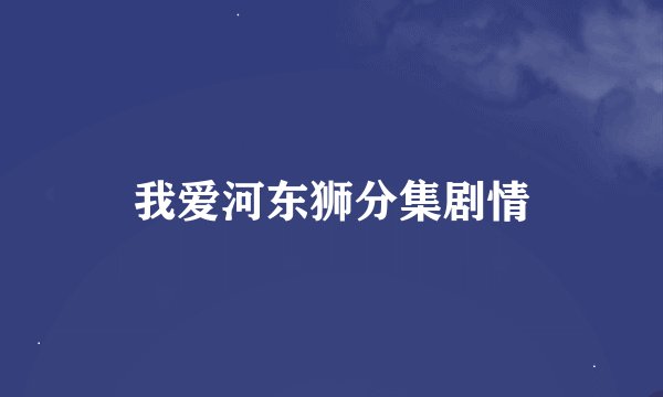 我爱河东狮分集剧情