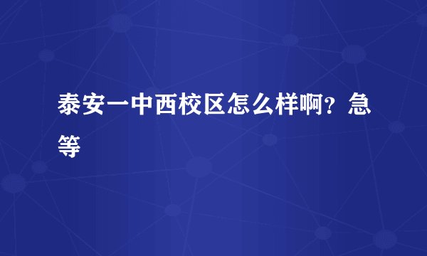泰安一中西校区怎么样啊？急等