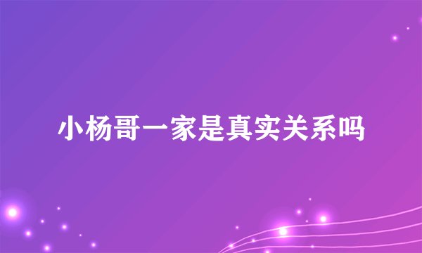小杨哥一家是真实关系吗