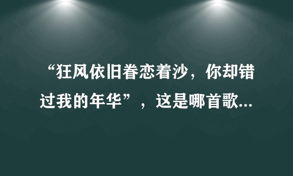 “狂风依旧眷恋着沙，你却错过我的年华”，这是哪首歌的歌词？