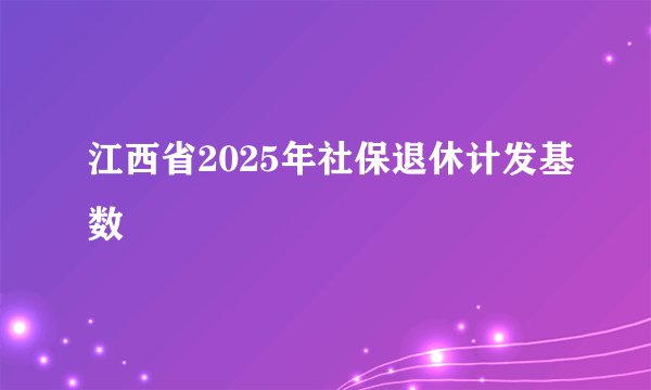 江西省2025年社保退休计发基数