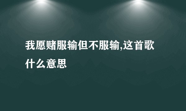我愿赌服输但不服输,这首歌什么意思