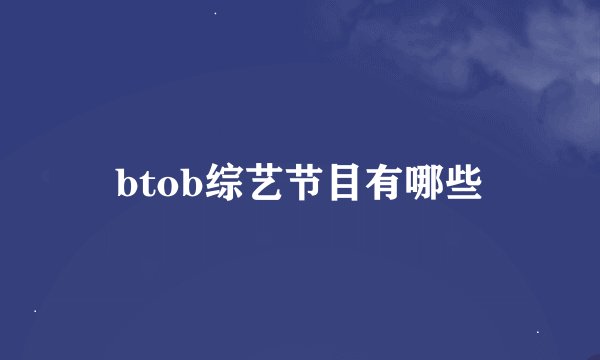 btob综艺节目有哪些