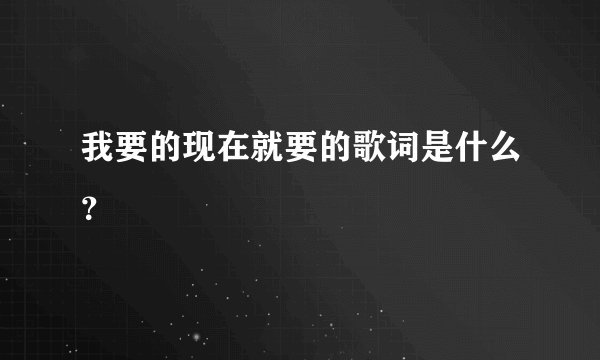 我要的现在就要的歌词是什么？