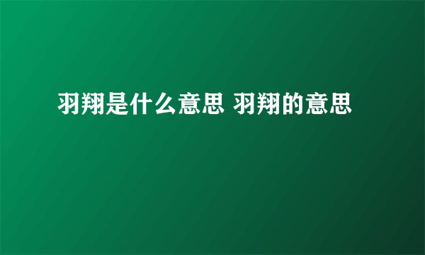 羽翔是什么意思 羽翔的意思