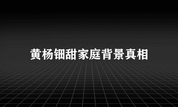 黄杨钿甜家庭背景真相