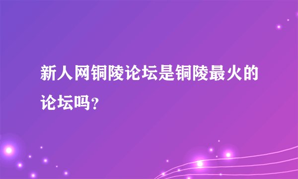 新人网铜陵论坛是铜陵最火的论坛吗？