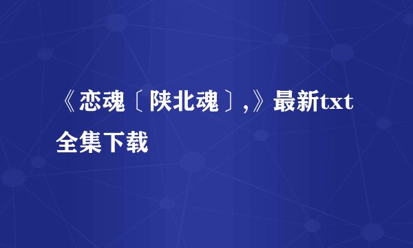 《恋魂〔陕北魂〕,》最新txt全集下载