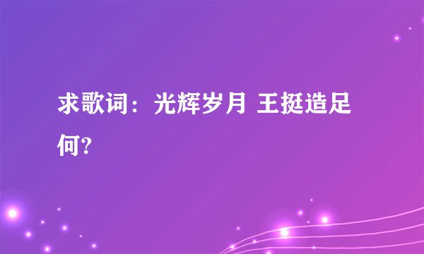 求歌词：光辉岁月 王挺造足何?