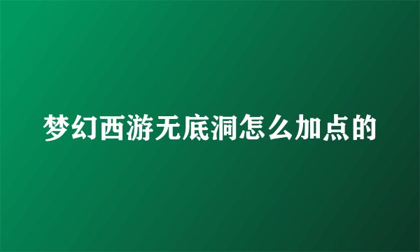梦幻西游无底洞怎么加点的