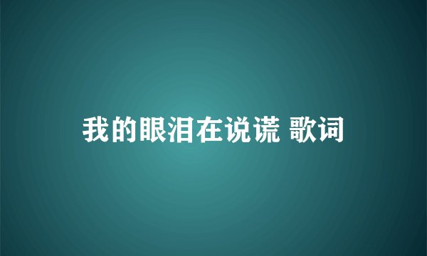 我的眼泪在说谎 歌词