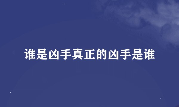 谁是凶手真正的凶手是谁