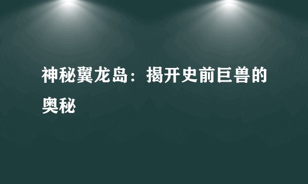 神秘翼龙岛：揭开史前巨兽的奥秘