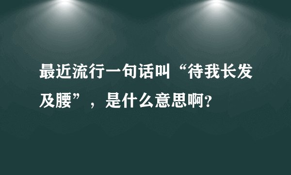 最近流行一句话叫“待我长发及腰”，是什么意思啊？