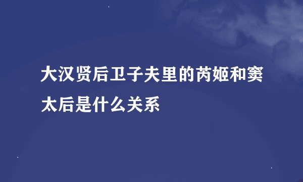 大汉贤后卫子夫里的芮姬和窦太后是什么关系