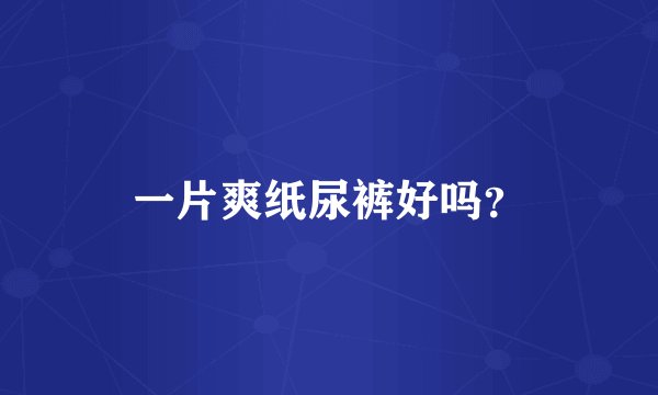 一片爽纸尿裤好吗？