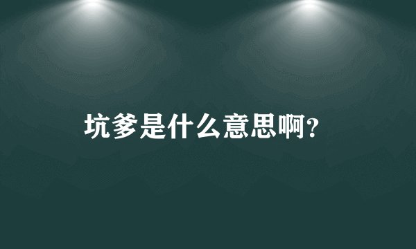 坑爹是什么意思啊?