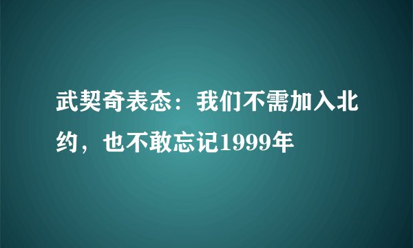 武契奇表态：我们不需加入北约，也不敢忘记1999年