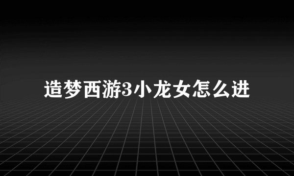 造梦西游3小龙女怎么进