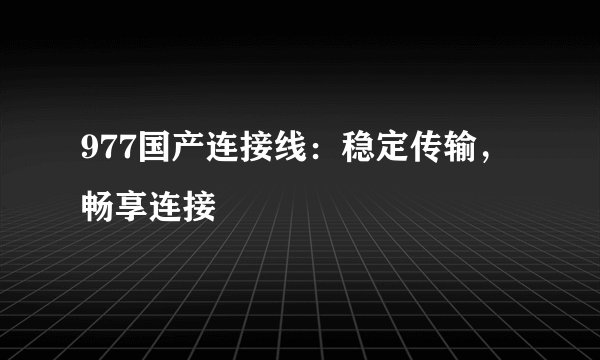 977国产连接线：稳定传输，畅享连接