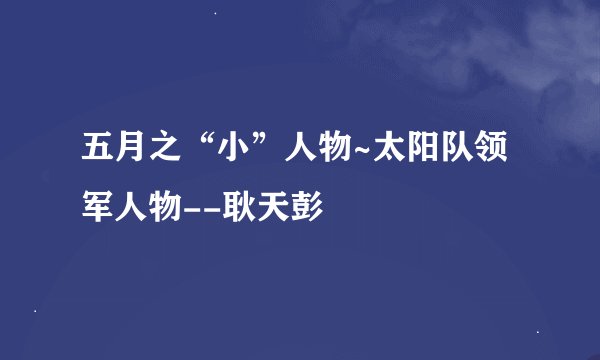 五月之“小”人物~太阳队领军人物--耿天彭