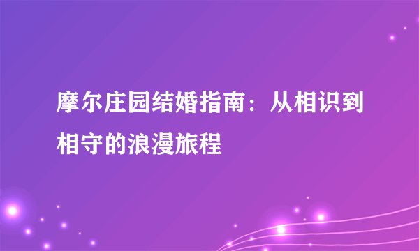 摩尔庄园结婚指南：从相识到相守的浪漫旅程