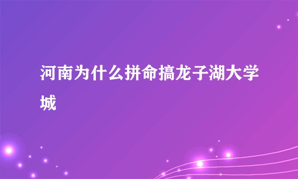河南为什么拼命搞龙子湖大学城