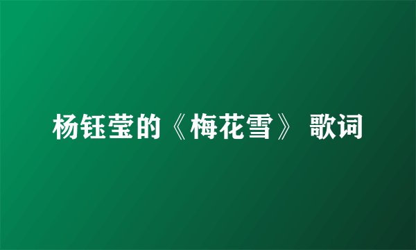 杨钰莹的《梅花雪》 歌词
