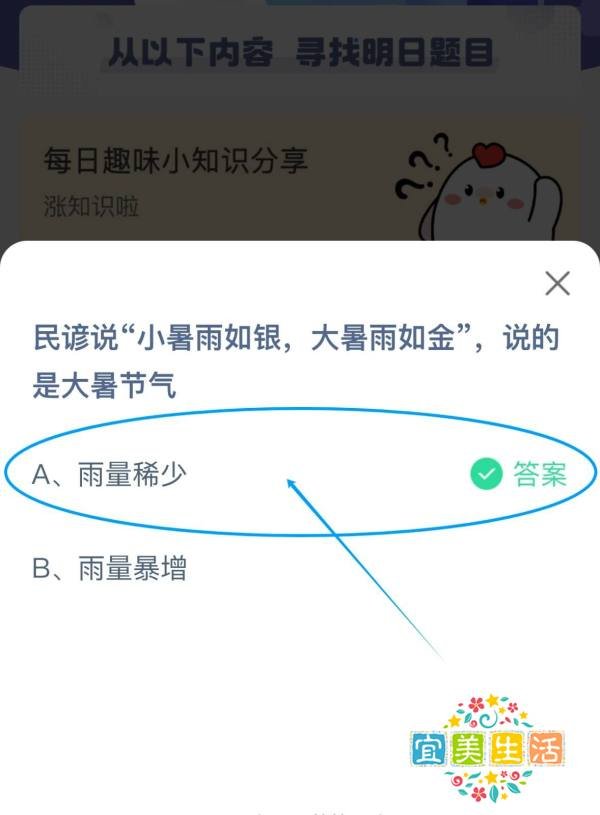 民谚“小暑雨如银，大暑雨如金”是说大暑节气？