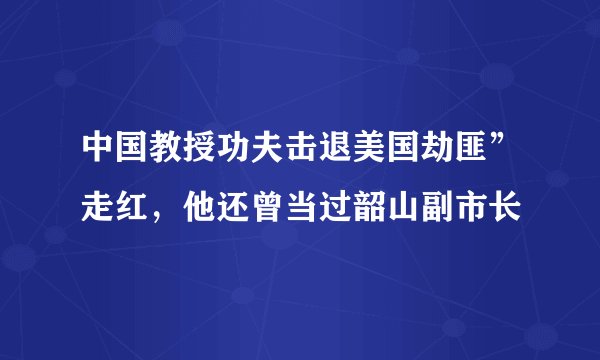 中国教授功夫击退美国劫匪”走红，他还曾当过韶山副市长