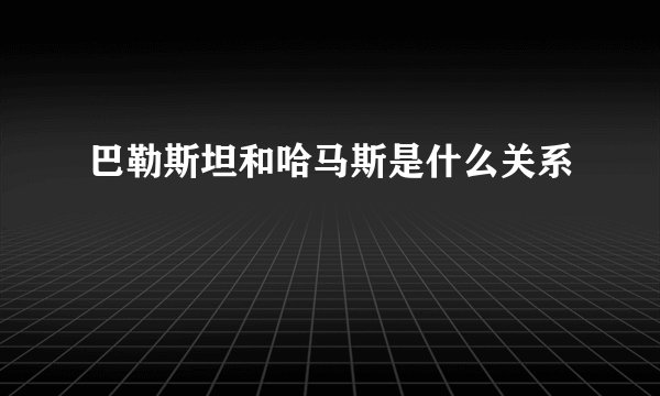 巴勒斯坦和哈马斯是什么关系