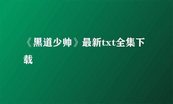《黑道少帅》最新txt全集下载