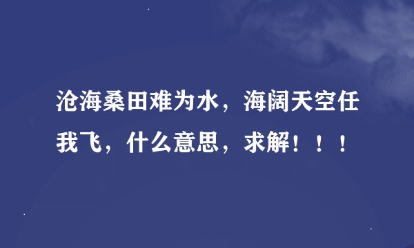 沧海桑田难为水，海阔天空任我飞，什么意思，求解！！！