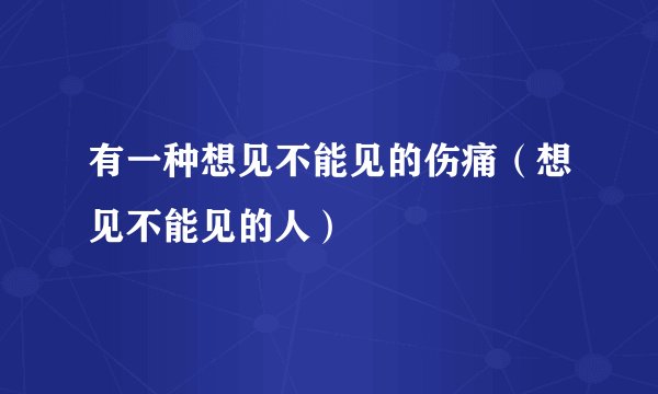 有一种想见不能见的伤痛（想见不能见的人）