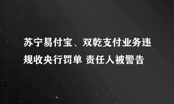 苏宁易付宝、双乾支付业务违规收央行罚单 责任人被警告