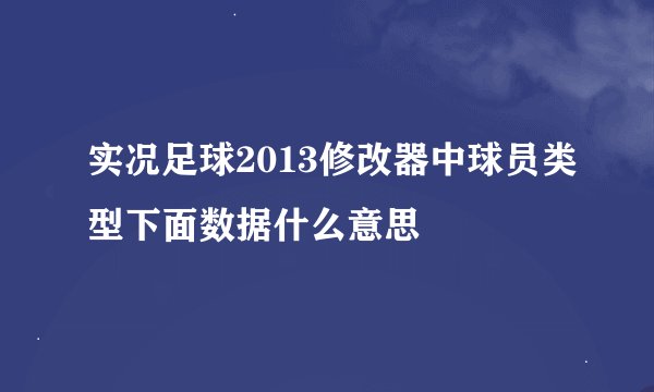 实况足球2013修改器中球员类型下面数据什么意思