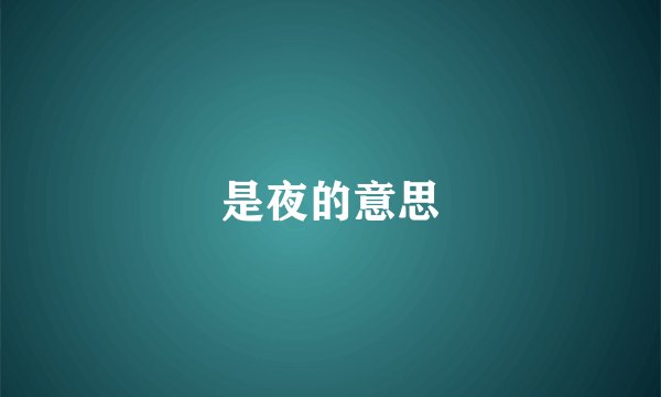 是夜的意思