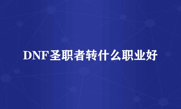 DNF圣职者转什么职业好