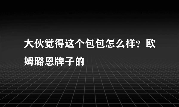 大伙觉得这个包包怎么样？欧姆璐恩牌子的