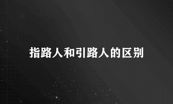 指路人和引路人的区别